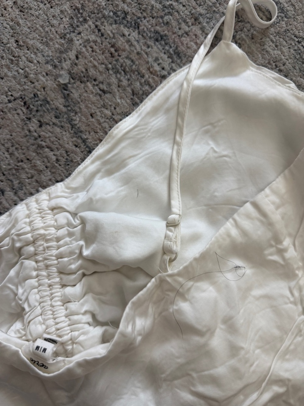 White Ruched Satin Drawstring Cami - Picture 5 of 5